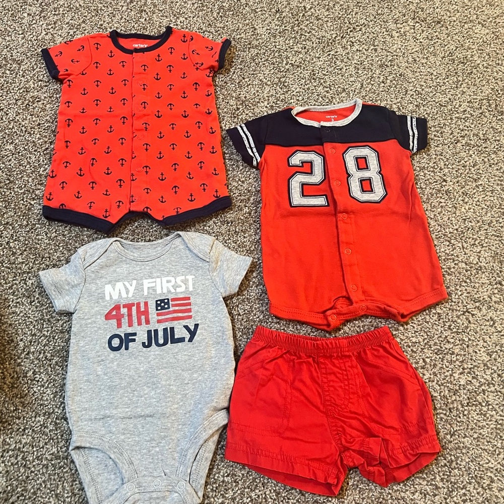 Red and Gray Baby Outfit Set